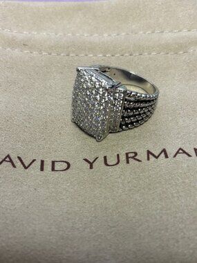 David Yurman Silver Pavé Square Cocktail Ring